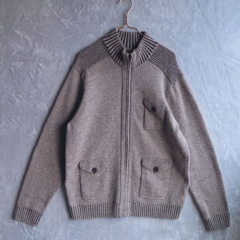 BLUE PRONTO UOMO Wool Zip Sweater Size XXL Ribbed Details Longline Grandpa